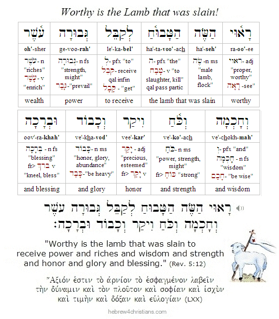Rev. 5:12 Hebrew lesson