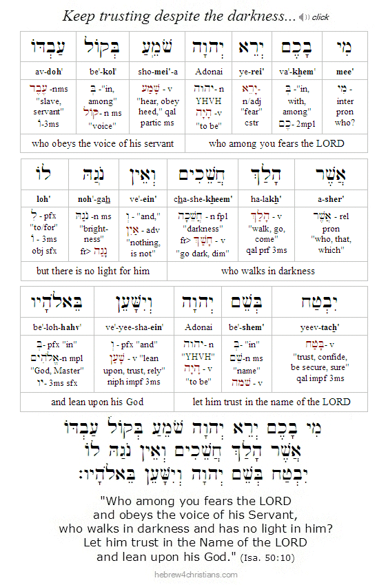 Isaiah 50:10 Hebrew lesson